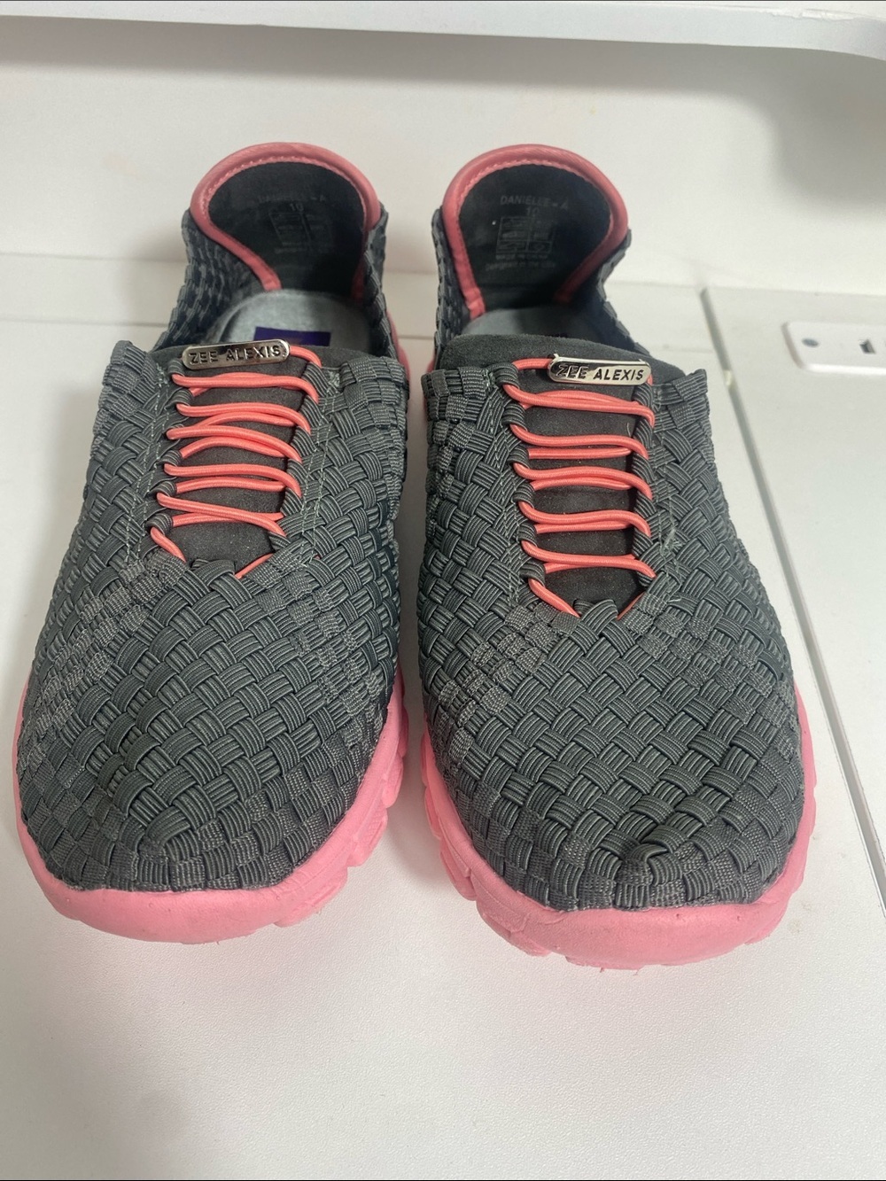 Zee Alexis Gray Woven Slip-On Sneakers with Pink Accents Size 10 - Picture 2 of 16